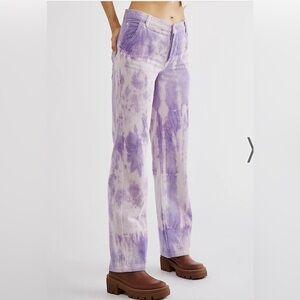 NWOT! Free People Purple Tie-Dye Corduroy Pants size 29 color is Moonlit Orchid